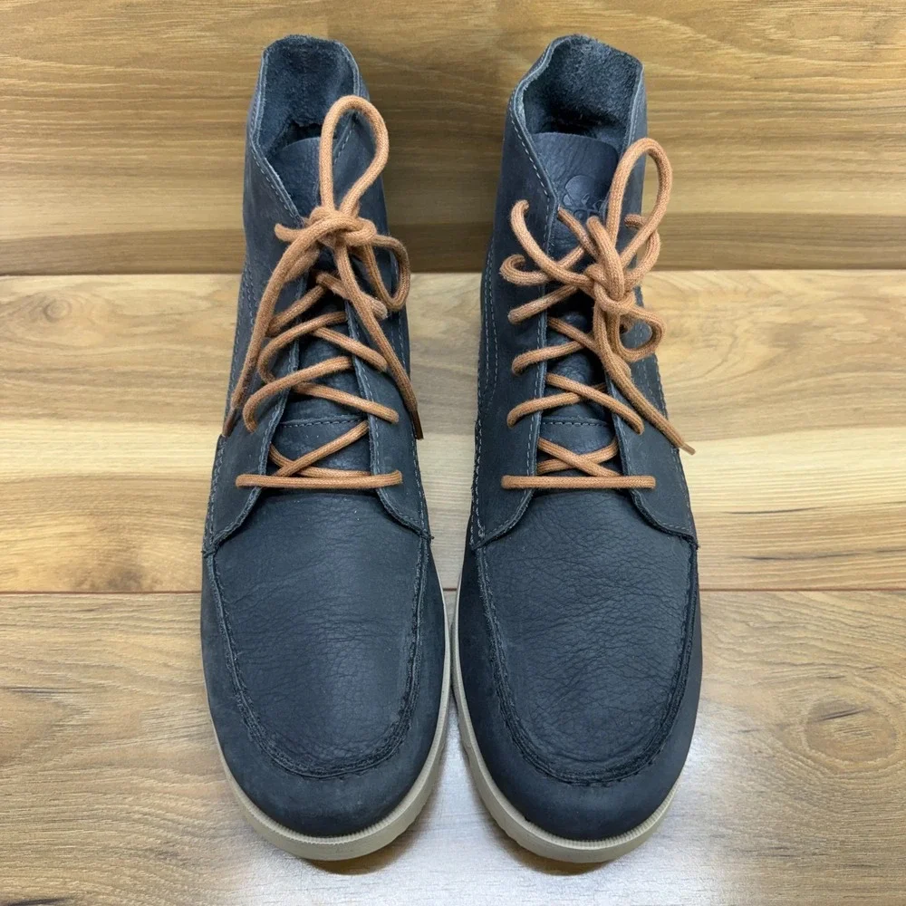 Sorel Kezar Moc Toe Mens Boots 13 Coal‎ Faded Black Leather Wedge Lace Up